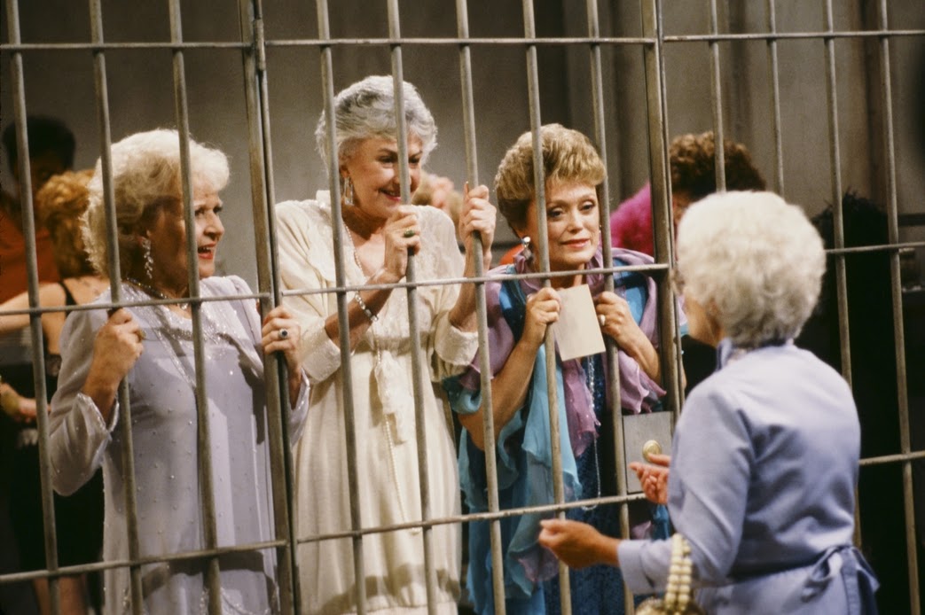 Rose, Dorothy Blanche in a police cell, Sophia outside it