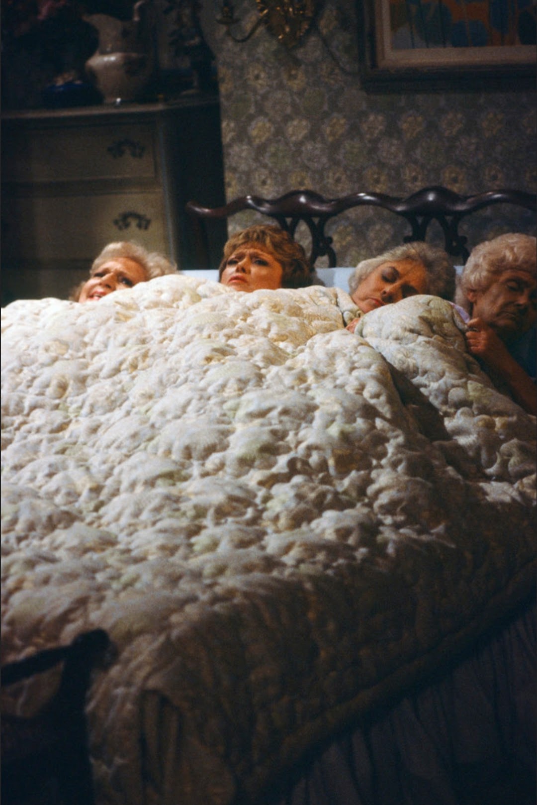 The girls all sharing a bed