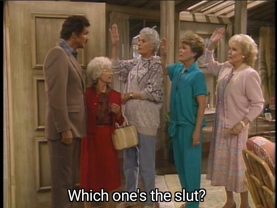 Burt Reynolds asking which one's the slut and all of them with their hands raised